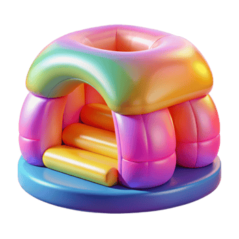 impressive abstract An inflatable structure, translucent material, vibrant colors, playful, experimental style detailed png