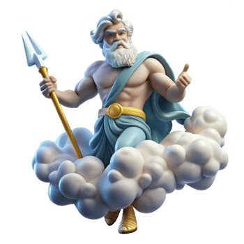 extraordinary creative A powerful Zeus hurling a thunderbolt from Mount Olympus, clouds swirling around him, rendered in a dynamic Renaissance style high quality png