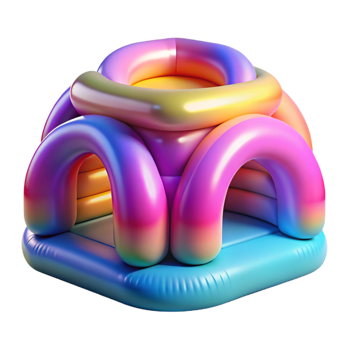 beautiful contemporary An inflatable structure, translucent material, vibrant colors, playful, experimental style original png