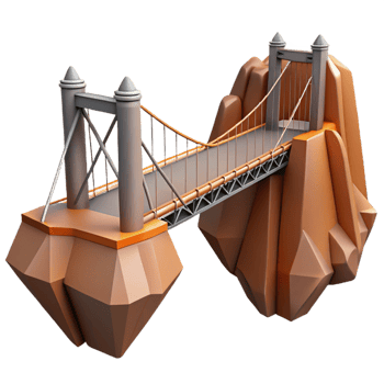 serene creative A suspension bridge, spanning a deep gorge, dramatic, engineering marvel style high resolution png
