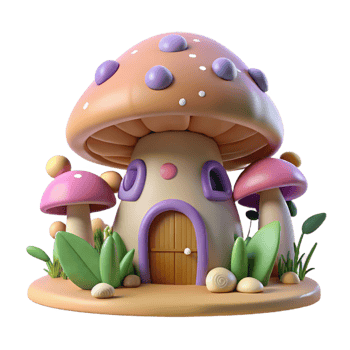 wonderful artistic Giant mushroom house, whimsical design, forest setting, soft diffused light, fantasy, high resolution png