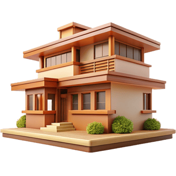 stunning vintage A Frank Lloyd Wright prairie house, horizontal lines, natural materials, warm earth tones, organic, harmonious style detailed png