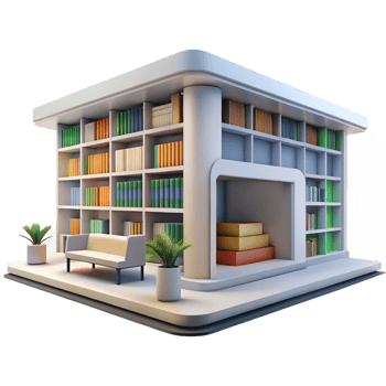 impressive artistic Modern library, sleek interior, natural light, bookshelves lining the walls, minimalist design, architectural photography, 4K png