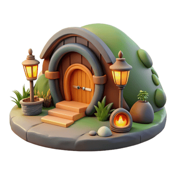 vibrant traditional A Cozy Hobbit Hole Built Into a high resolution png