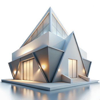 beautiful creative dramatic classic A modern art museum, sharp angles, minimalist design, bright white lighting, architectural photography style high resolution professional png