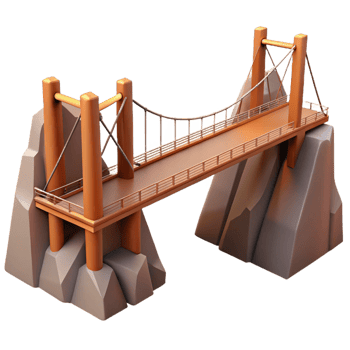 serene traditional A suspension bridge, spanning a deep gorge, dramatic, engineering marvel style detailed png