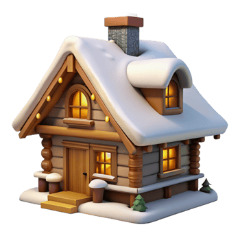 extraordinary contemporary Swiss chalet, snow-covered roof, warm interior lighting, winter landscape, cozy atmosphere, realistic rendering, professional png