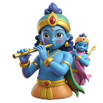 serene abstract Krishna Hindu Deity Playing a Flute 4K png