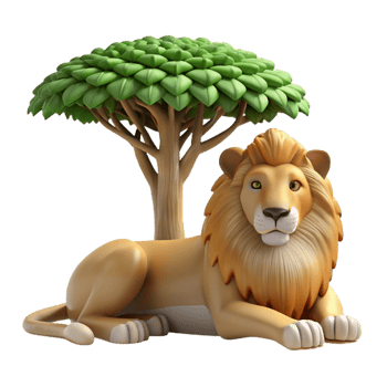 stunning classic A regal lion pride resting beneath the shade of an acacia tree in the African savanna, rendered in a realistic wildlife photography style genuine png