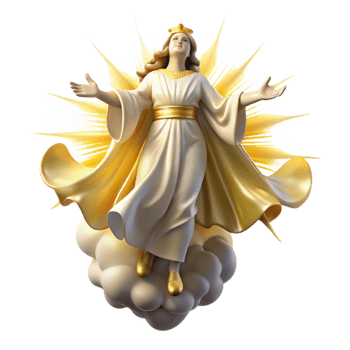 beautiful creative A celestial being descending from the heavens, divine golden light, Renaissance style detailed png