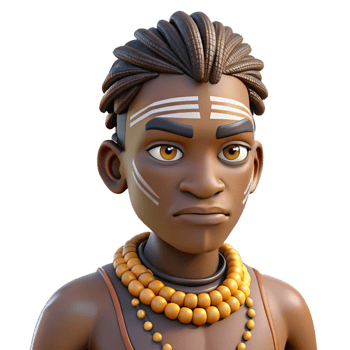 impressive artistic An African tribesman with intricate facial paint, a serious expression, natural sunlight, documentary style genuine png