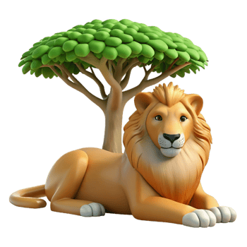beautiful creative A regal lion pride resting beneath the shade of an acacia tree in the African savanna, rendered in a realistic wildlife photography style detailed png