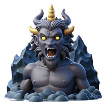 vibrant modern A fierce Scylla guarding the Strait of Messina, dark and ominous lighting, Surrealist style exclusive png