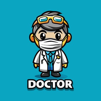 Adorable Mascots of Doctors in Masks with Stethoscopes vector