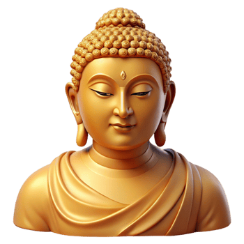 stunning creative Portrait of a serene Buddha with a peaceful expression, soft, golden lighting, spiritual art style high quality png