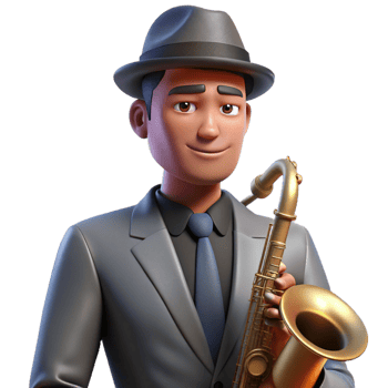 impressive creative Portrait of a musician with a saxophone, lost in thought, dimly lit jazz club, film noir style 4K png