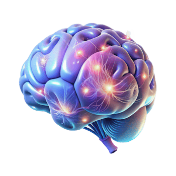extraordinary rustic A holographic projection of a human brain, neural pathways firing and glowing, lit by an internal light detailed png