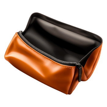 Stylish Soft Orange Pouch with Metallic Zipper for Everyday Use png