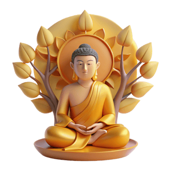 stunning rustic A serene Buddha meditating beneath the Bodhi tree, bathed in golden sunlight filtering through the leaves, traditional Tibetan Thangka painting style, soft lighting, original png