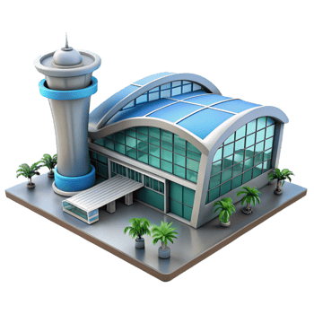wonderful traditional An airport terminal, glass and steel structure, bustling crowds, modern, dynamic style high quality png