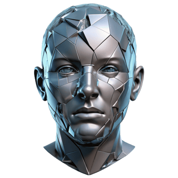 stunning vintage Portrait of a face made of shattered glass, dramatic spotlighting genuine png