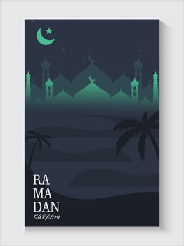 ramadan kareem greeting card poster with copy space vector