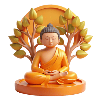 wonderful vintage A serene Buddha meditating beneath the Bodhi tree, bathed in golden sunlight filtering through the leaves, traditional Tibetan Thangka painting style, soft lighting, exclusive png
