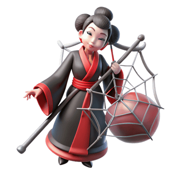 elegant modern A Jorogumo spinning a web, seductive and dangerous, Japanese ukiyo-e style authentic png