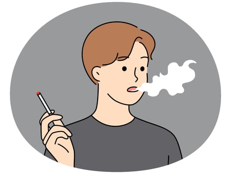Young man smoking cigarette vector
