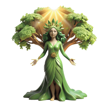 vibrant minimalist An Ethereal Dryad Emerging from a professional png