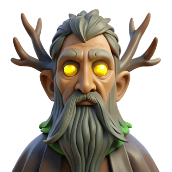 magnificent creative A wise old treant with glowing eyes, moonlight filtering through the trees, surreal style 4K png