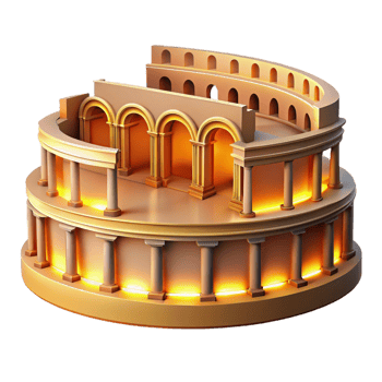 magnificent minimalist A Roman Amphitheater Warm Golden high quality png