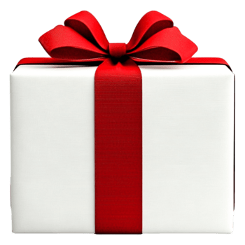 Elegant White Gift Box with Red Bow for Celebratory Occasions png