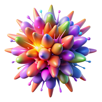 wonderful contemporary A dynamic explosion of colorful particles, emanating from a central point, lit by a strobe light, abstract expressionism authentic png
