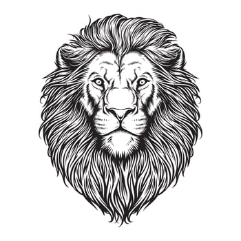 Vintage Black and White Lion Head Illustration vector
