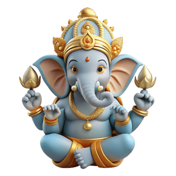 stunning rustic Ganesha, Hindu god of wisdom and prosperity, with an elephant head and multiple arms, intricate details, religious iconography style 4K png