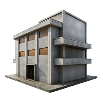 beautiful classic beautiful traditional A single, Brutalist concrete apartment building, harsh shadows, overcast sky, photorealistic render detailed high quality png