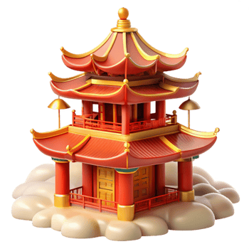 beautiful artistic A Traditional Chinese Pagoda Vibrant high resolution png