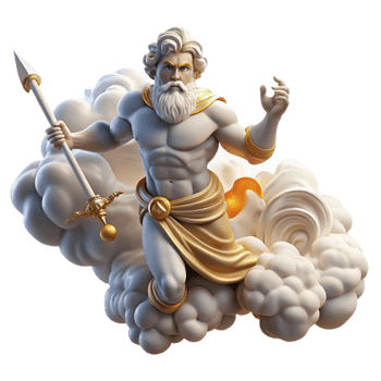 wonderful modern A powerful Zeus hurling a thunderbolt from Mount Olympus, clouds swirling around him, rendered in a dynamic Renaissance style high resolution png
