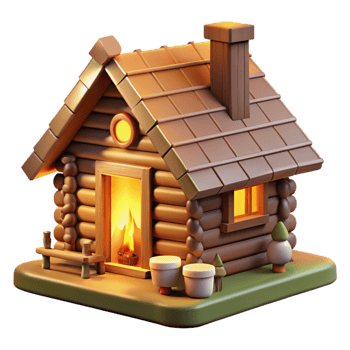 dramatic abstract Log cabin, rustic interior, warm firelight, snowy landscape, cozy atmosphere, realistic rendering, genuine png