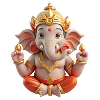 serene traditional Ganesha, Hindu god of wisdom and prosperity, with an elephant head and multiple arms, intricate details, religious iconography style authentic png
