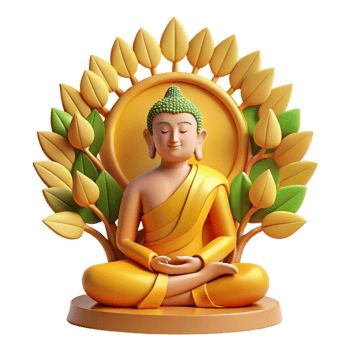 beautiful modern A serene Buddha meditating beneath the Bodhi tree, bathed in golden sunlight filtering through the leaves, traditional Tibetan Thangka painting style, soft lighting, 4K png