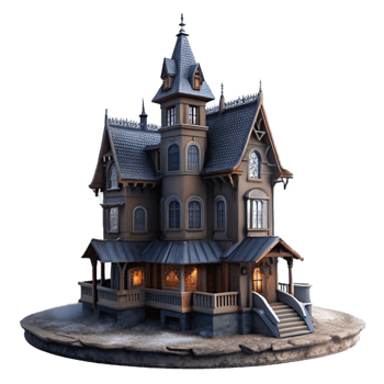 extraordinary artistic A dilapidated Victorian mansion, dark and gloomy, fog rolling in, gothic horror style, high quality png
