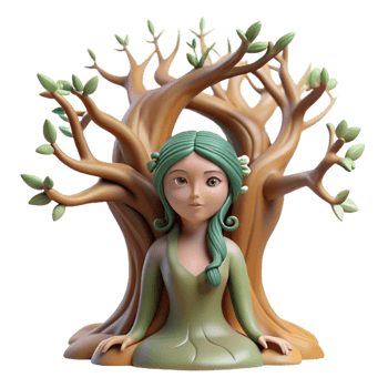 stunning traditional A serene dryad emerging from an ancient oak tree, soft, diffused lighting, Art Nouveau style 4K png
