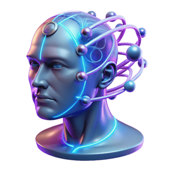 elegant rustic A transparent human head filled with swirling digital data streams, biopunk style, neon lighting high resolution png