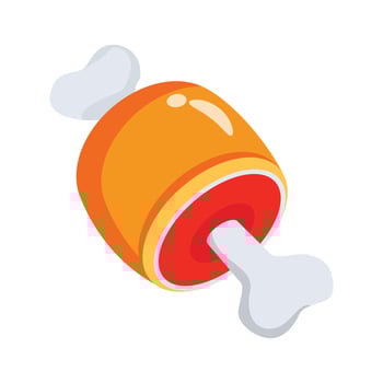 Easy to use icon of ham in 3d style vector