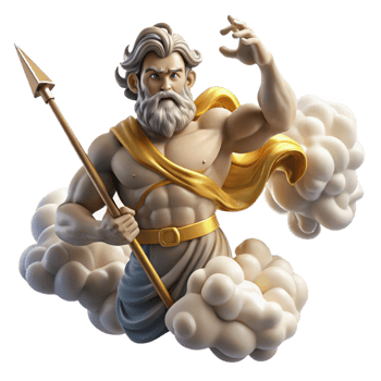 extraordinary contemporary A powerful Zeus hurling a thunderbolt from Mount Olympus, clouds swirling around him, rendered in a dynamic Renaissance style authentic png