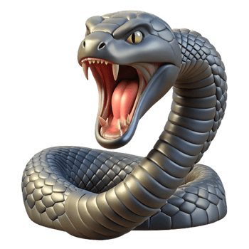 dramatic creative A hissing cobra ready to strike, menacing pose and detailed scales, photorealistic style professional png