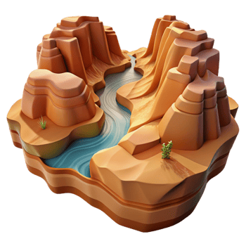 vibrant classic A desert canyon carved by wind and water, warm desert lighting, photorealistic style authentic png