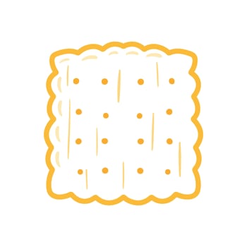 Square Cracker Biscuit Snack Food in Line Art Drawing Cute Cartoon Illustration vector